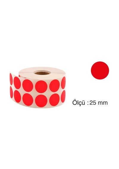 Tanex Nokta Etiket 25 MM 2500 Adet Kırmızı