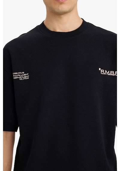 Defacto Nefes Alabilen Loose Fit Baskılı Tişört F8148ax26spbk81 Siyah-bk81