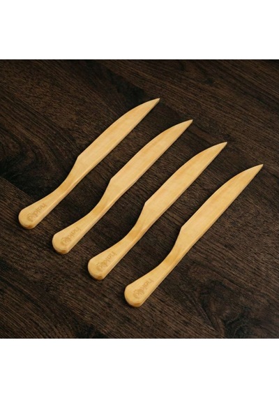4 Parça Şimşir El Işçiliği Bıçak Takımı 18 Cm Ahşap