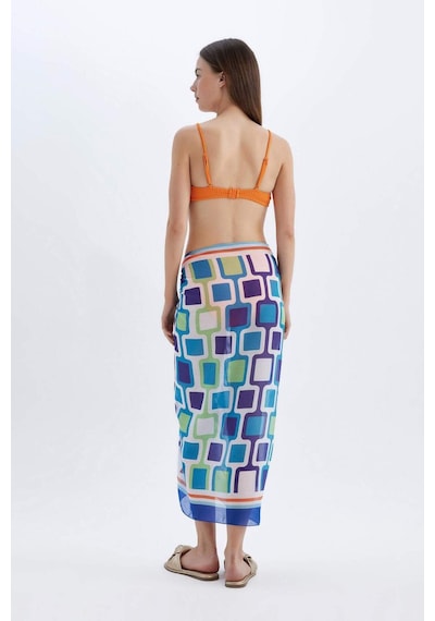 DeFacto Regular Fit Desenli Vual Pareo-Fall in Love D2745AXNSTR406 Turkuaz