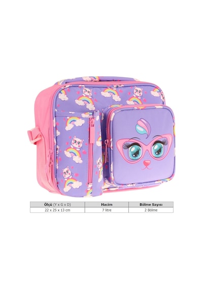 Kaukko Kız Çocuk, Lila Pembe, Kedi Baskılı Isı Yalıtımlı Üç Bölmeli Matara Cepli Okul Beslenme Çantası L7236 Lila - Pembe Kaukko Kız Çocuk, Lila Pembe, Kedi Baskılı Isı Yalıtımlı Üç Bölmeli Matara Cepli Okul Beslenme Çantası L7236 Lila - Pembe