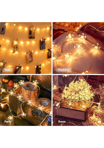 Güneş Enerjili Solar Çiçekli Dekoratif 30 Led Bahçe Lambası, Çok Renkli Diğer