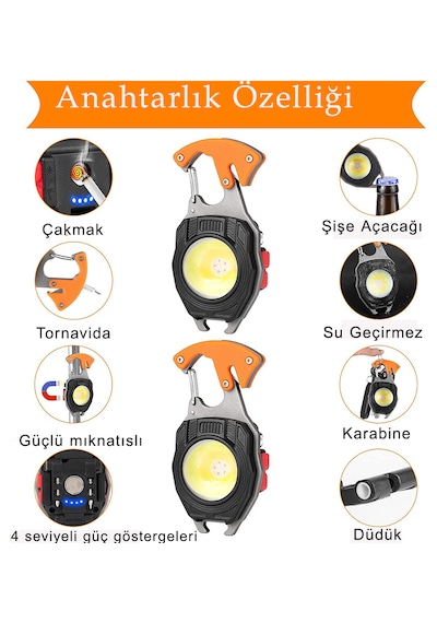 Fenerix Fx-260 Çok Fonksiyonlu Anahtarlık Kamp Lambası, Çakmaklı Led Fene Siyah