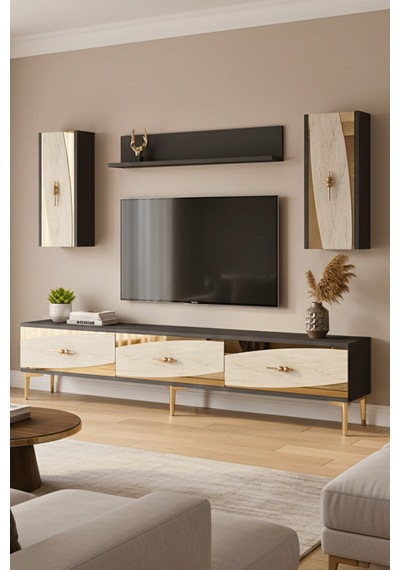 Tvr1813atg - Elips Tvr180 Ünitesi Takım Antrasit - Traverten - Gold 180cm Tvr1813atg - Elips Tvr180 Ünitesi Takım Antrasit - Traverten - Gold 180cm