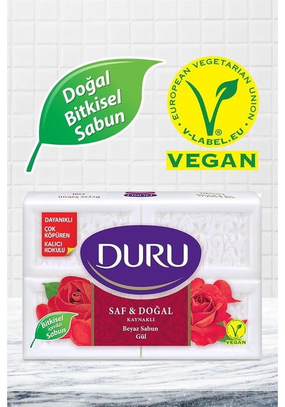 Saf & Doğal Kaynaklı Gül 16 Adet Beyaz Kalıp Sabun 4x600gr Diğer