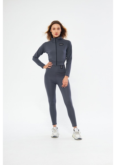Lesa Wear İçi Polarlı Yumuşacık Şardonlu Kaşkorse Crop Likralı Hırka Antrasit