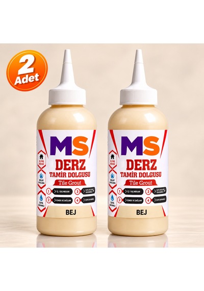 2 Adet Bej Renk Hazır Derz Arası Tamir Dolgusu 220 Gr Fayans Seramik Yenileyici Yenileme Dolgu