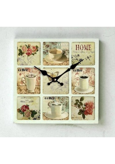 AHŞAP SAATLER › Saatler-MB KARE KAHVE TEMALI DUVAR SAATİ-30*30cm Ahşap