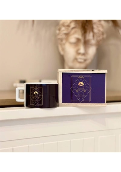 Tarot Gökkuşağı Kalp Ateş Tasarımlı Kutulu Kupa Beyaz - Çok Renkli