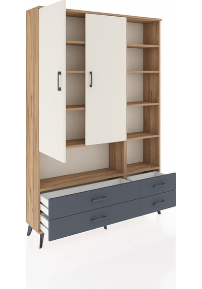 Arges Dolap 10 Raflı 4 Çekmeceli 2 Kapaklı 132x30x195 Çam-aytaşı/antrasit Aytası/antrasıt Arges Dolap 10 Raflı 4 Çekmeceli 2 Kapaklı 132x30x195 Çam-aytaşı/antrasit Aytası/antrasıt