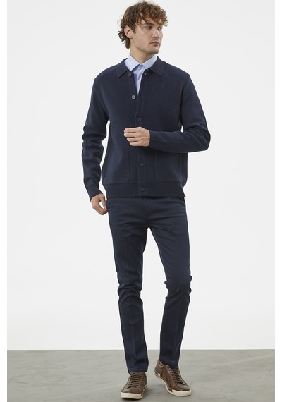Sementa Polo Yaka Triko Hırka Mont - Lacivert 001