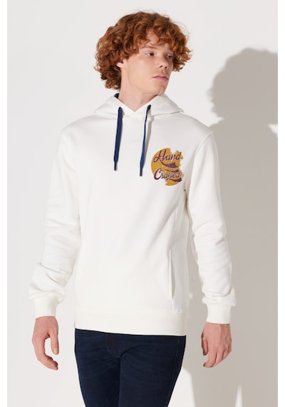 Lee Regular Fit Normal Kesim Kırık Beyaz Erkek Kapüşonlu Sweatshirt L232273102 Beyaz