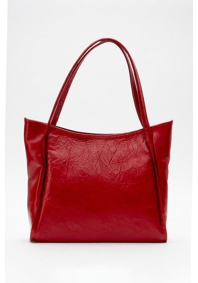 Dericlub Nova Kadın Çift Saplı Shopper Çanta Gerçek Deri Koyu Kırmızı Koyu Kırmızı