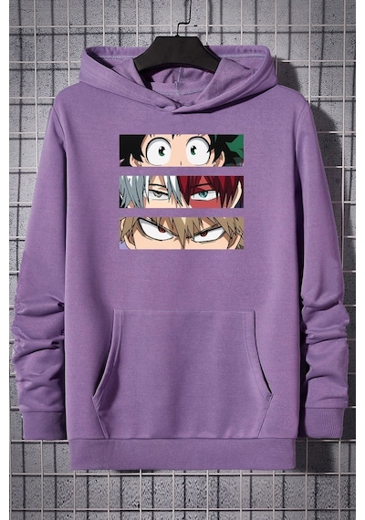 Uyguntarz Unisex Makima Hugging Denji Baskılı Sweatshirt Lila