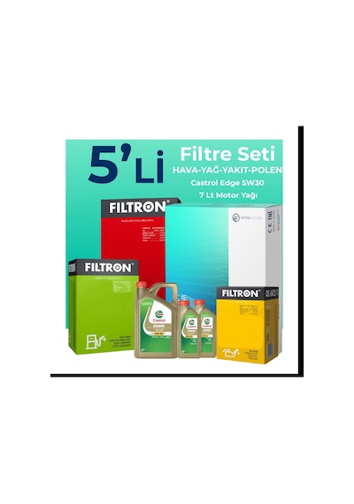 Filtron Mitsubishi L200 2.2 Dizel Filtre Bakım Seti Castrol Motor Yağlı (2018-2022) 5 Li