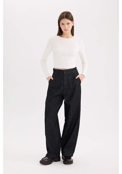 DeFacto Baggy Fit Yüksek Bel Uzun Jean Pantolon E2966AX25SPNM34