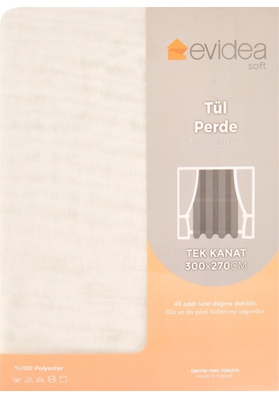 Soft Lilium Tül Perde - Krem - 300x270 Cm Diğer