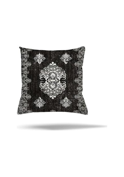 Osmanlı Göbek Desen Gizli Fermuarlı Yastık Kılıfı Kırlent Kılıfı Koltuk Yastık Kılıfı Koyu Gri 45 X 45 Diğer