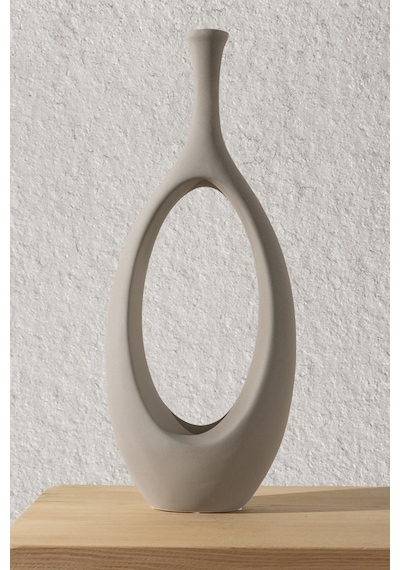 Koza Home Gracil Özel Taş Doku Yeşil İskandinav Seramik Vazo 20x5x55cm 6266 Standart