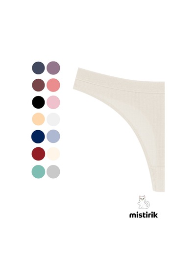 Mistirik Paulo Model Fitilli Esnek Kumaş String Tanga Ekru Renk Ekru