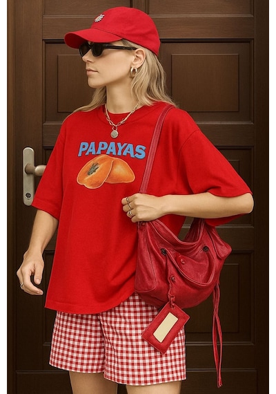 Papayas Baskılı Unisex Tshırt Çok Renkli