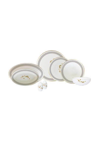 N3562 Amber Elegans 56 Parça 12 Kişilik Yemek Takımı Beyaz Beyaz