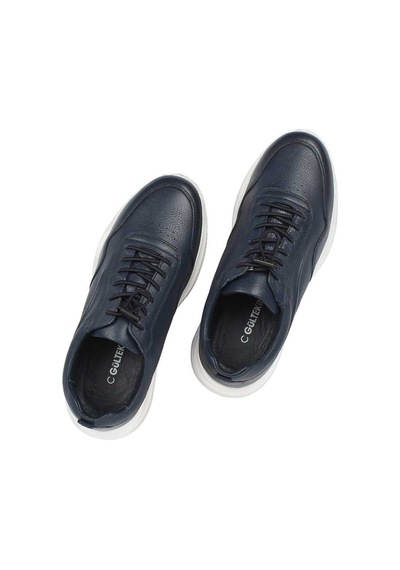 Erkek Lacivert Bağcıklı Kalın Tabanlı Sneaker