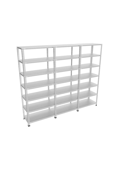 Raf Burada  7 Katlı 3'lü Galvaniz Çelik Raf - Depo, Arşiv, Kiler, Dosya, Market Rafı-31x60x200 cm- 0.70 mm