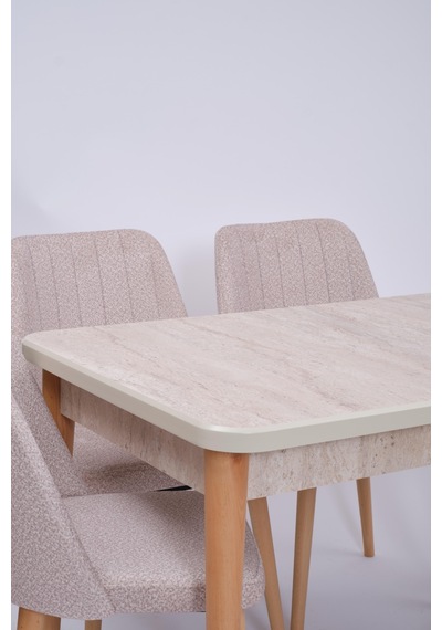 Milano Traverten Boyalı Mdf Mutfak Masa Takımı 80x130