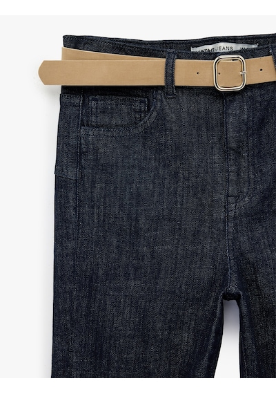 Koton Dar Kesim İspanyol Paça Jean Pantolon - Flare Jeans Koyu İndigo 6sal40091md İndigo