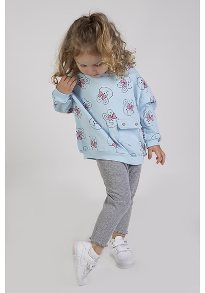 Harika Kids Kız Bebek&çocuk İki İplik Kumaş Orta Kalınlıkta Örme Basic Oversize Alt Üst Eşofman Takımı 001