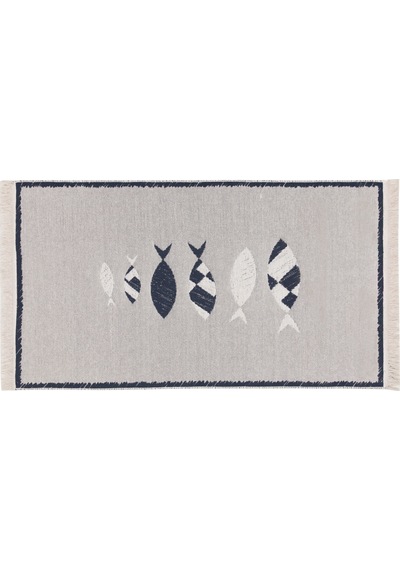 Mudo Home Larıssa Frame Fısh Kilim Lacivert Beyaz 80x150 Diğer