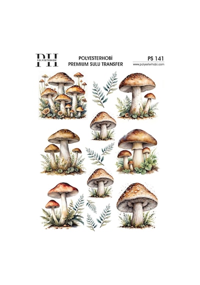 Polyesterhobi Premium Sulu Transfer 25x35 Cm Mantar Desenli Ps 141