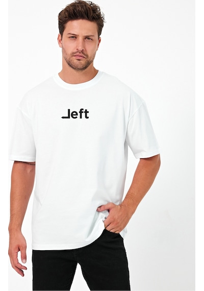Urbantrendstore Left Unisex Sade Basic Yazlık Beyaz Tshirt Oversize Fit Rahat Geniş Salaş T-shirt Günlük Tişört