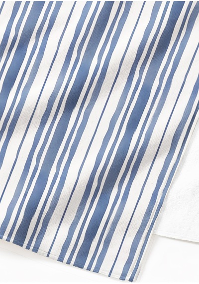 Çizgili Marine Plaj Havlusu - Modern Mavi Beyaz Nautical Havuz Deniz Hızlı Kuruyan Mikrofiber Havlu Berrak İncir