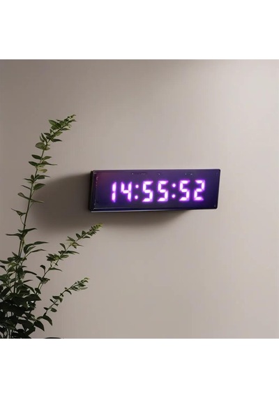Saniyeli Dijital Led Duvar Ve Masa Saati - Pembe Kasa Ölçüsü: 7x26 Cm