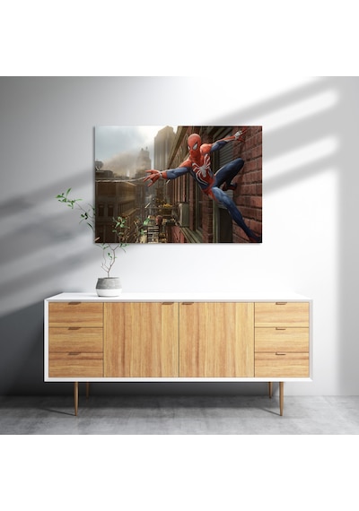Cakasepetim Spider Man Duvardan Ağ Atıyor Ahşap Mdf Tablo