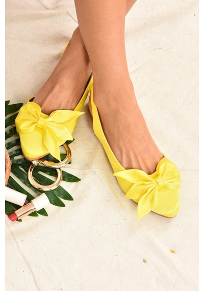 Fox Shoes Sarı Kumaş Kadın Babet H726809004 Sarı