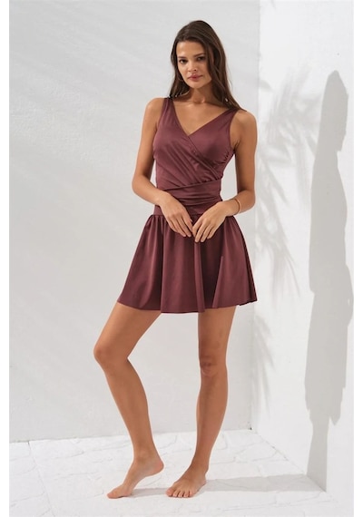 Pierre Cardin 231130 Lena Kruvaze Formlu Şortlu Elbise Mayo Toffee