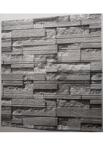 Yapışkanlı 3 Boyutlu Yığma Tuğla Gri Duvar Kağıdı 3D Panel Nw115