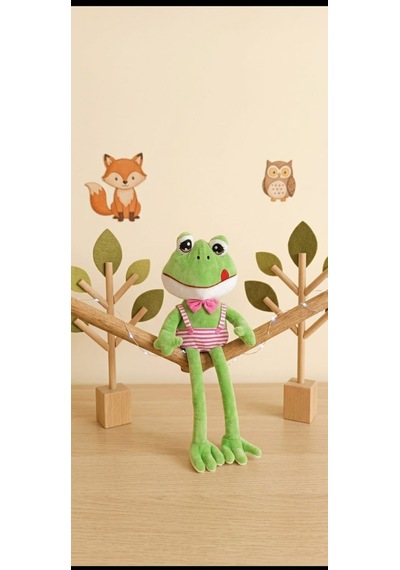 Peluş Uzun Bacaklı Kurbağa-60 Cm Pembe - Yeşil