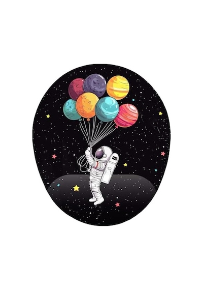 Astronot Uzay Ve Gezegenler Bilek Destekli Mouse Pad