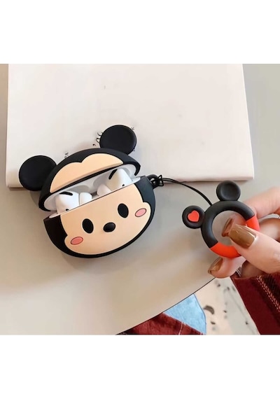 Apple Uyumlu iPhone 1/2. Nesil  Koruyucu Bluetooth Kulaklık Kılıfı Mickey Mouse Figürlü Mickey Mouse Airpods 1/2. Nesil