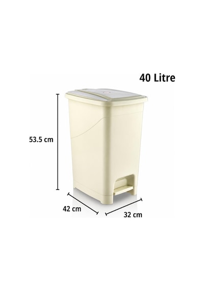 Omnipazar Srl-3030 Slim Pedallı Plastik Çöp Kovası İç Kovalı 40 Litre Bej