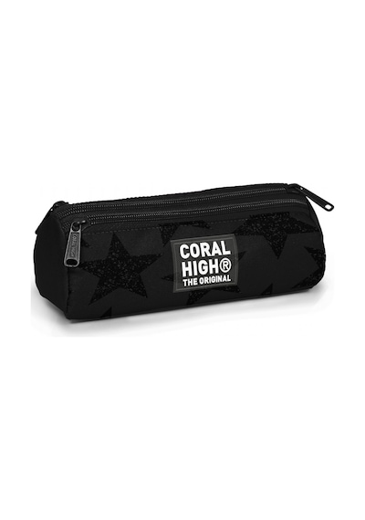 Coral High Erkek Çocuk Siyah Yıldız Baskılı Üç Gözlü Okul Kalem Çantası 31037 Siyah - Gri