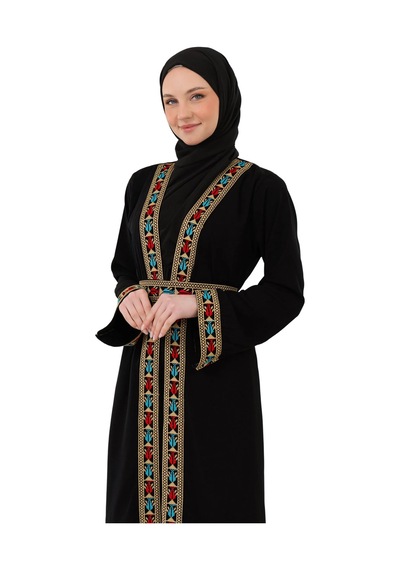 Zaytoon Filistin Nakışlı Lüks Lexus Kumaş Modern Abaya C100064 Çok Renkli