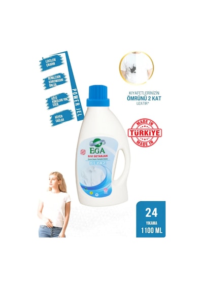 Ega Kimya Power Jel Siyah ve Beyaz Sıvı Yıkama Deterjanı 2 x 1100 ML