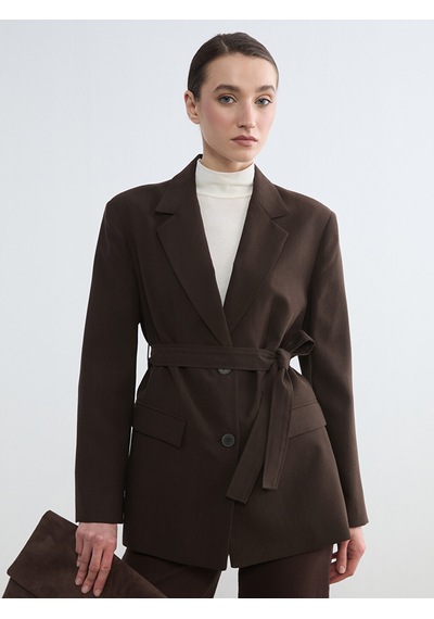 Lcw Modest Kahverengi Beli Kuşaklı Kadın Blazer Ceket