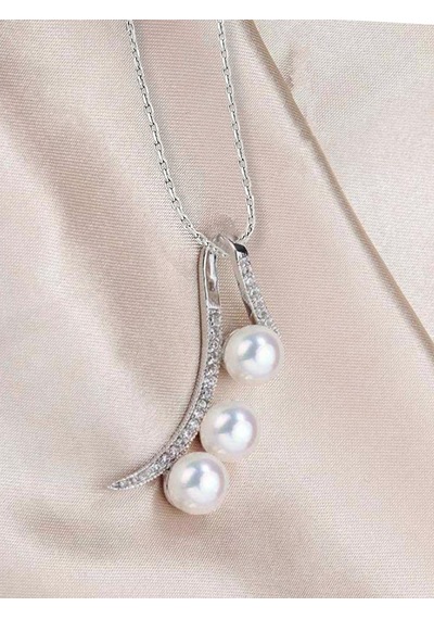 Brezza Lusso Jewelry Zarif Tasarım 3 Adet Tatlı Su Incisi Kadın Gümüş Kolye 45 CM