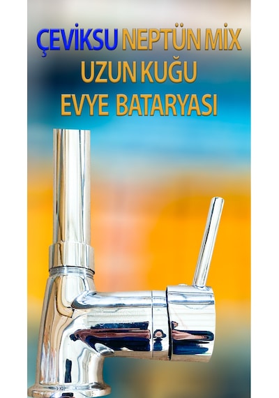 Neptün Mix Uzun Kuğu Model Evye Bataryası Krom